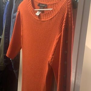 Burnt orange dress gold button detail on side